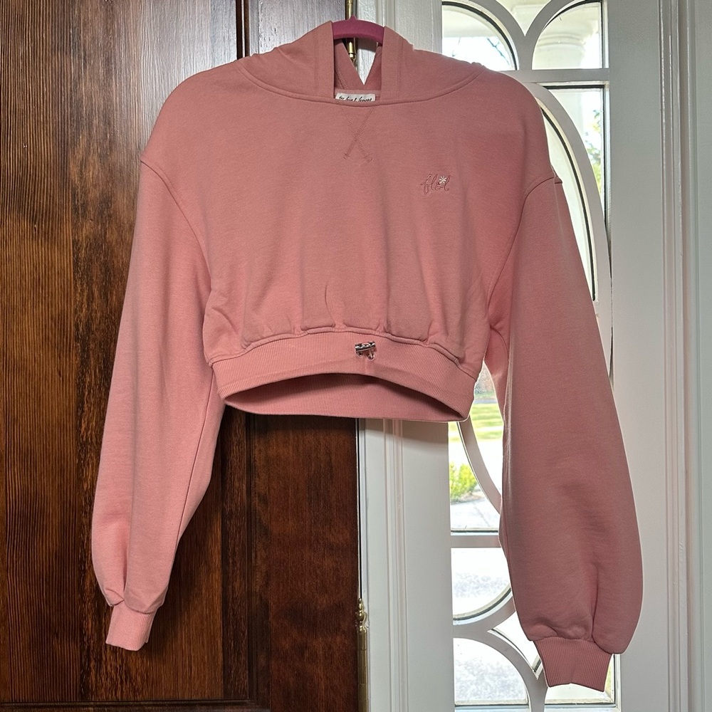 NWT For Love & Lemons Josie Cropped Hoodie Sweatshirt – Pink - Picture 3 of 7